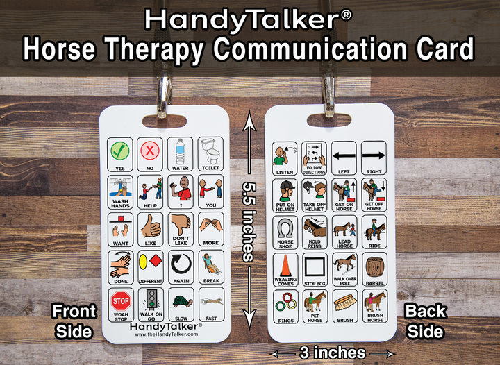 HandyTalker®  Horse Therapy Communication card, AAC Portable Device, Waterproof Picture communication board.