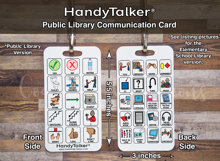 HandyTalker® Library Communication Core Board! AAC Core Board for Library Communication. Non Verbal Communication aid.