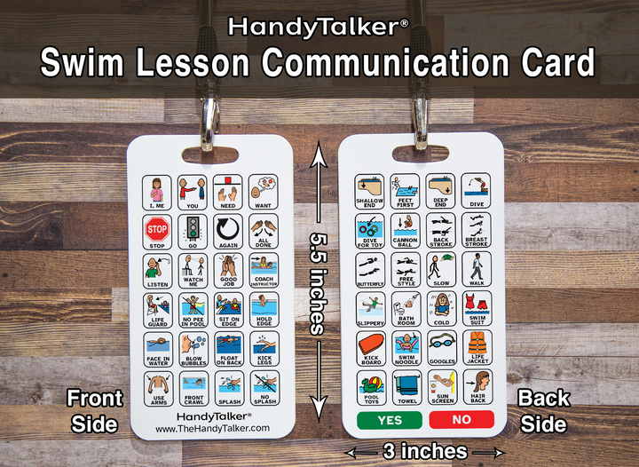 HandyTalker® Swim lesson AAC Portable communication Device, Waterproof picture communication board.