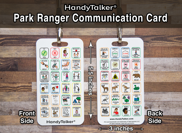 HandyTalker®  Park Ranger Communication card, AAC Portable Device, Waterproof Picture communication board